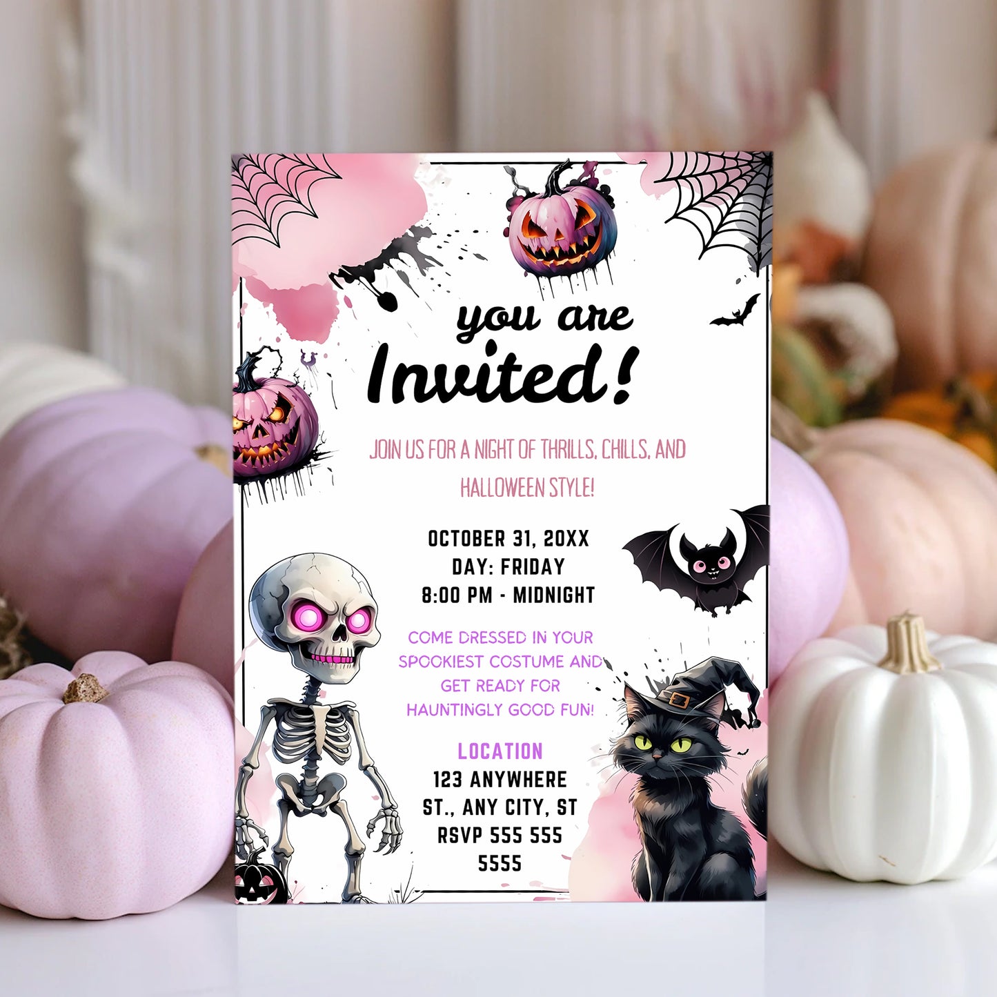Spooky Halloween Birthday Invitation Template - CreativeRino