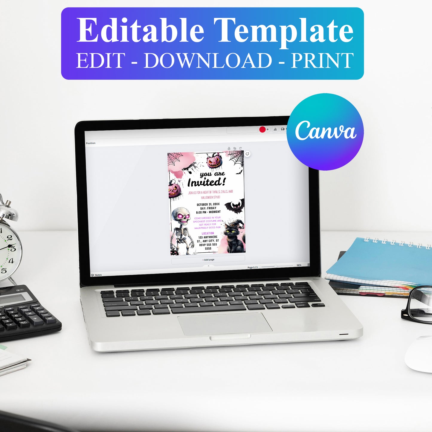 Spooky Halloween Birthday Invitation Template - CreativeRino