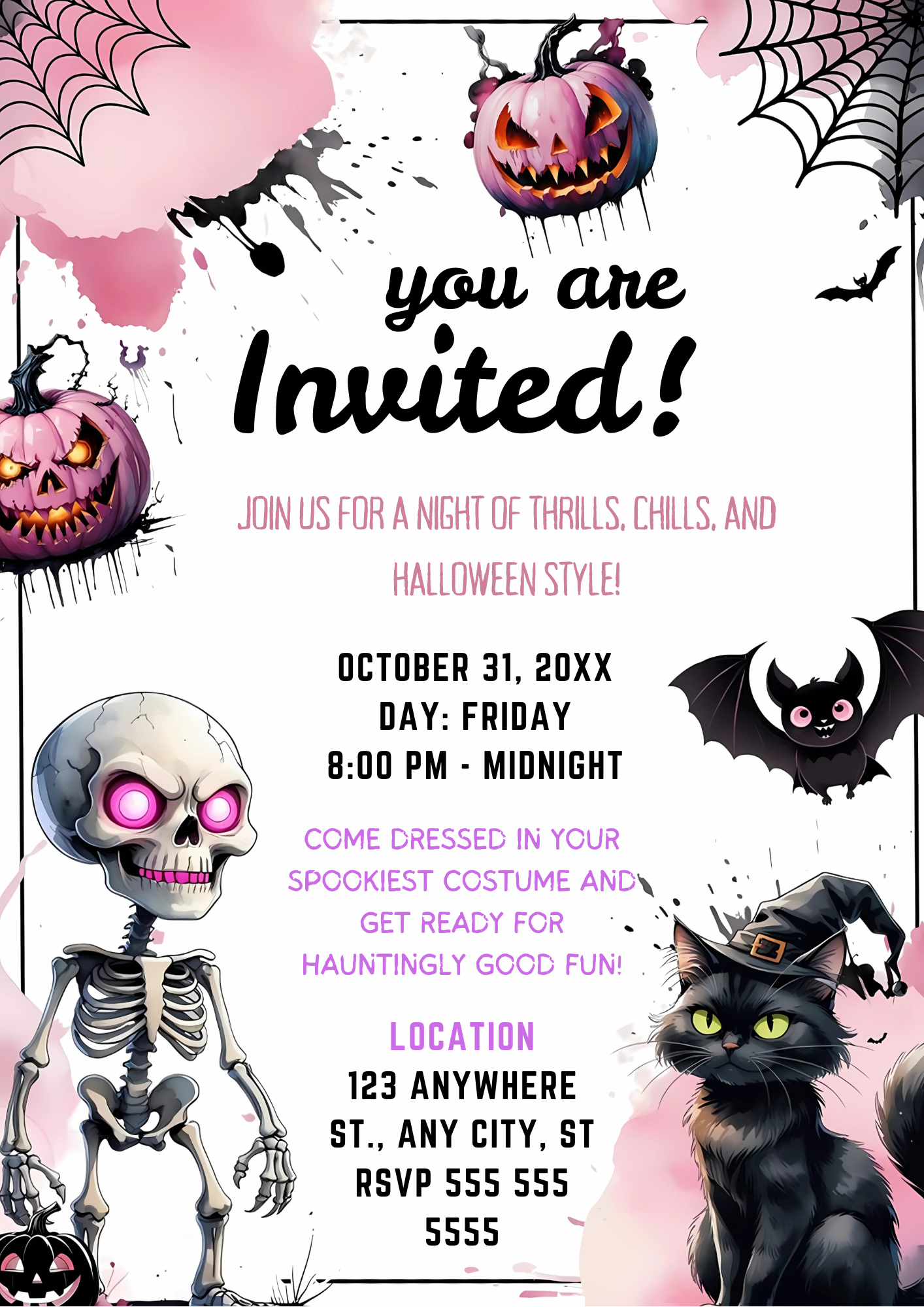 Spooky Halloween Birthday Invitation Template - CreativeRino