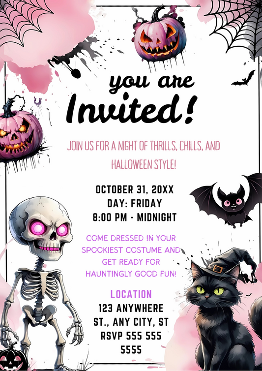 Spooky Halloween Birthday Invitation Template - CreativeRino