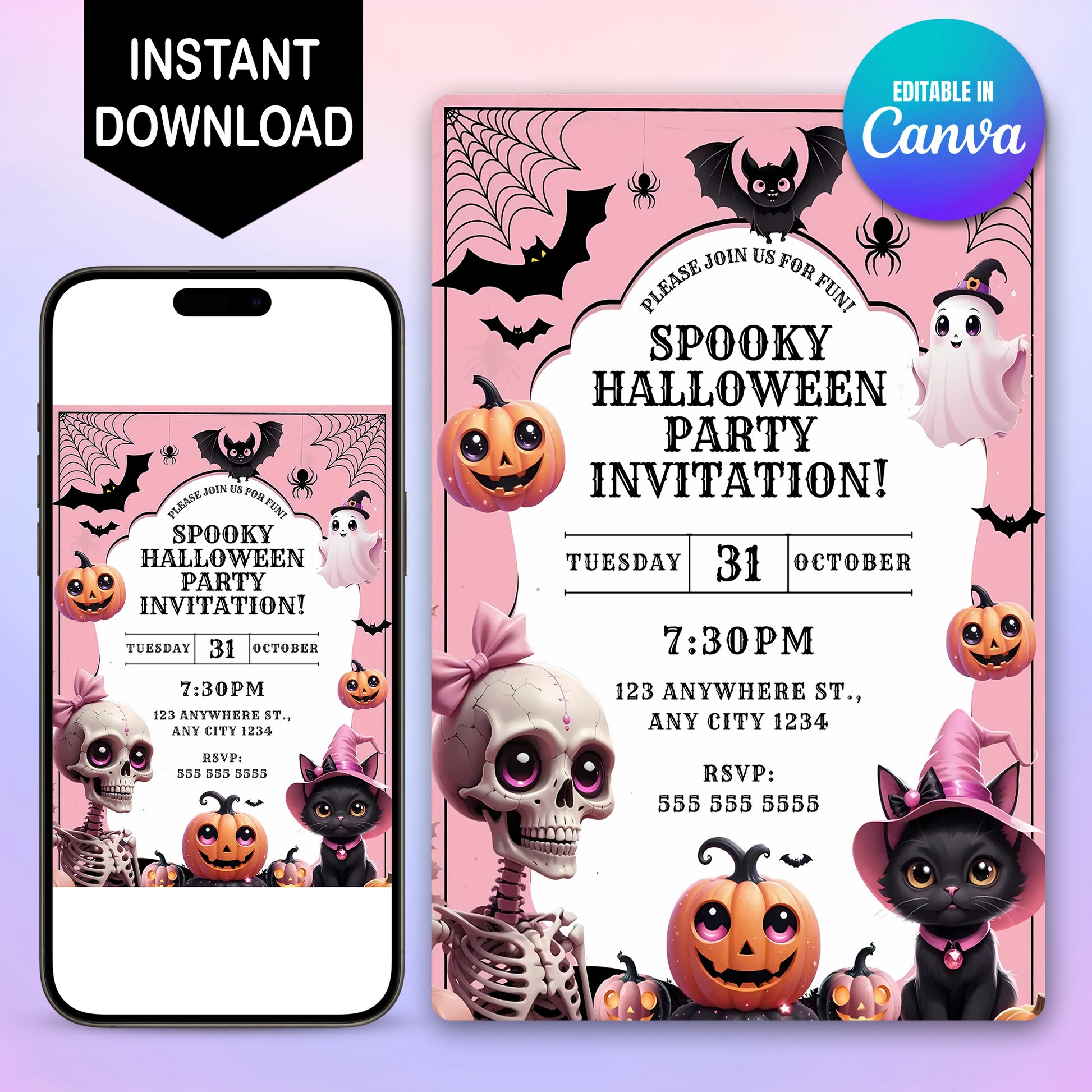 Editable Spooky Halloween Party Invitation - CreativeRino
