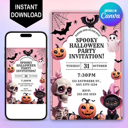 Editable Spooky Halloween Party Invitation - CreativeRino
