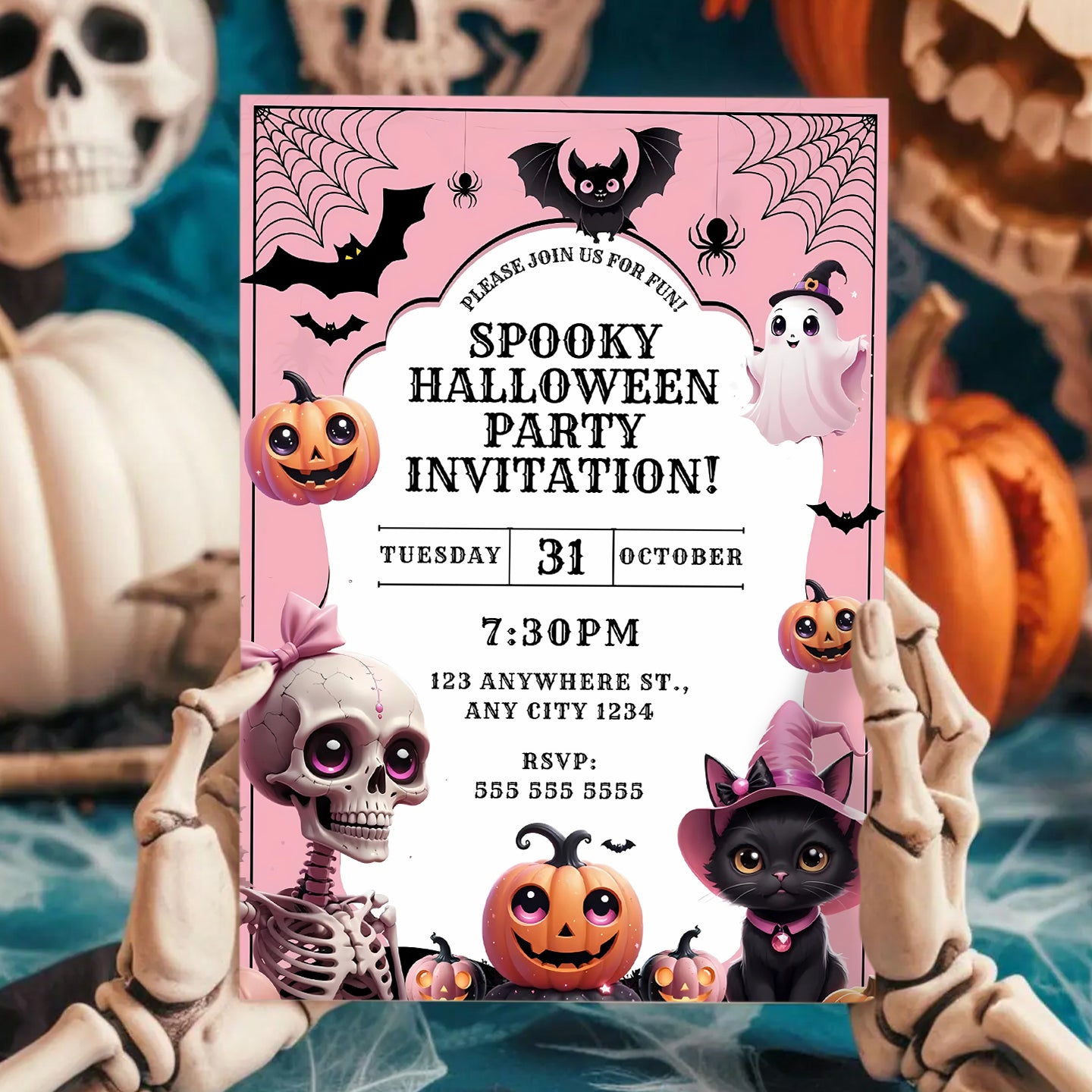 Editable Spooky Halloween Party Invitation - CreativeRino