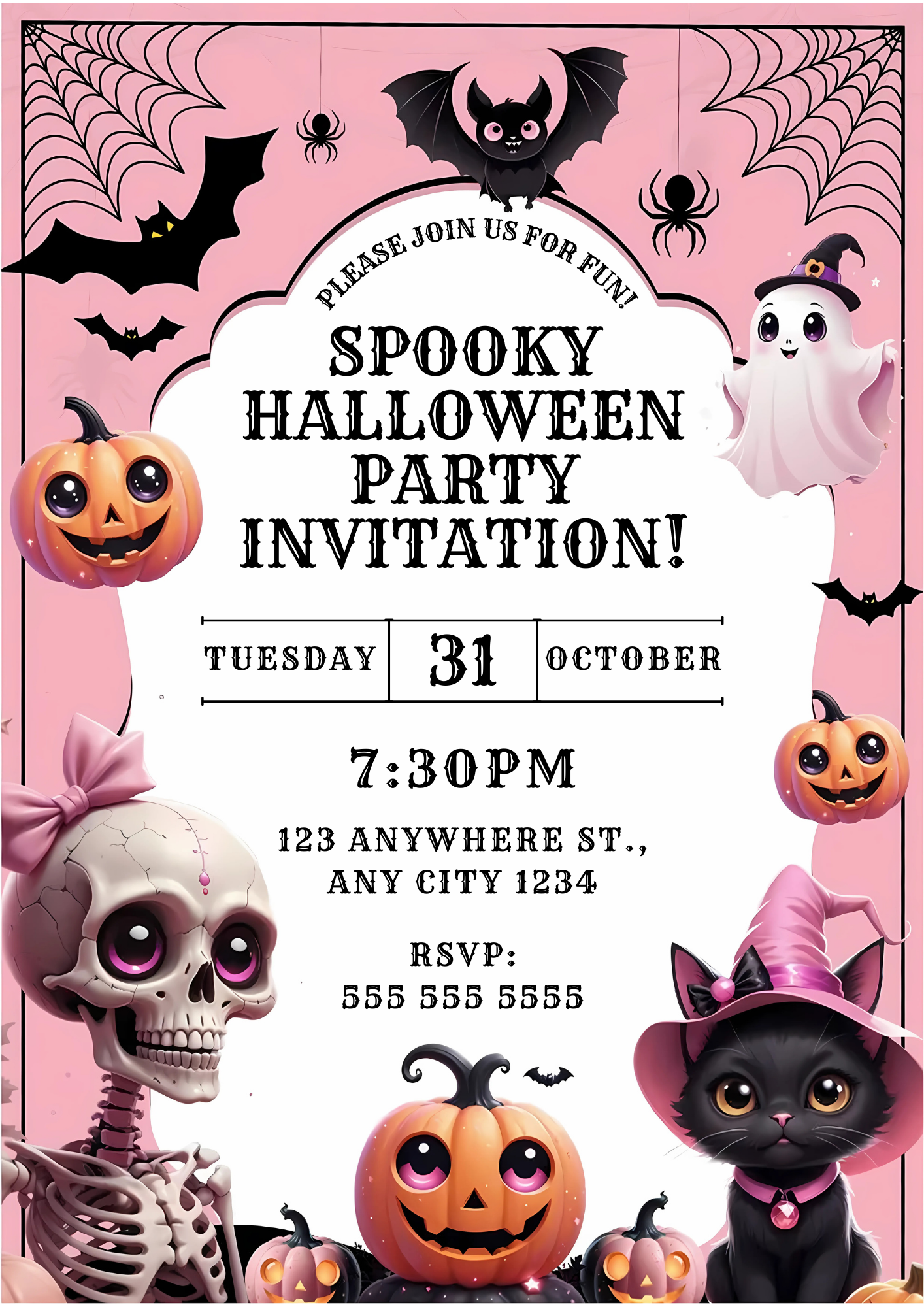 Editable Spooky Halloween Party Invitation - CreativeRino