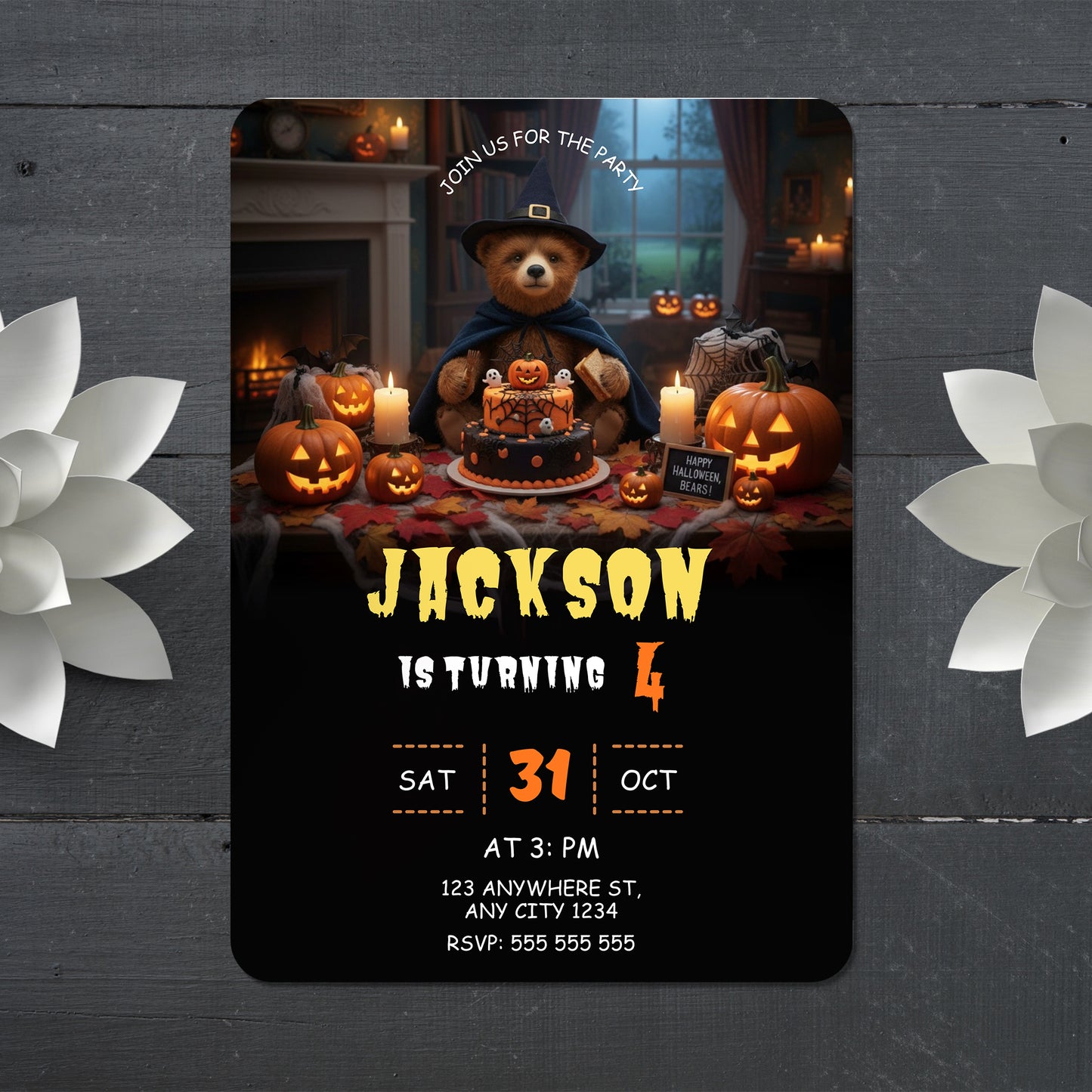 Paddington Bear Halloween Birthday Party Invitation - CreativeRino