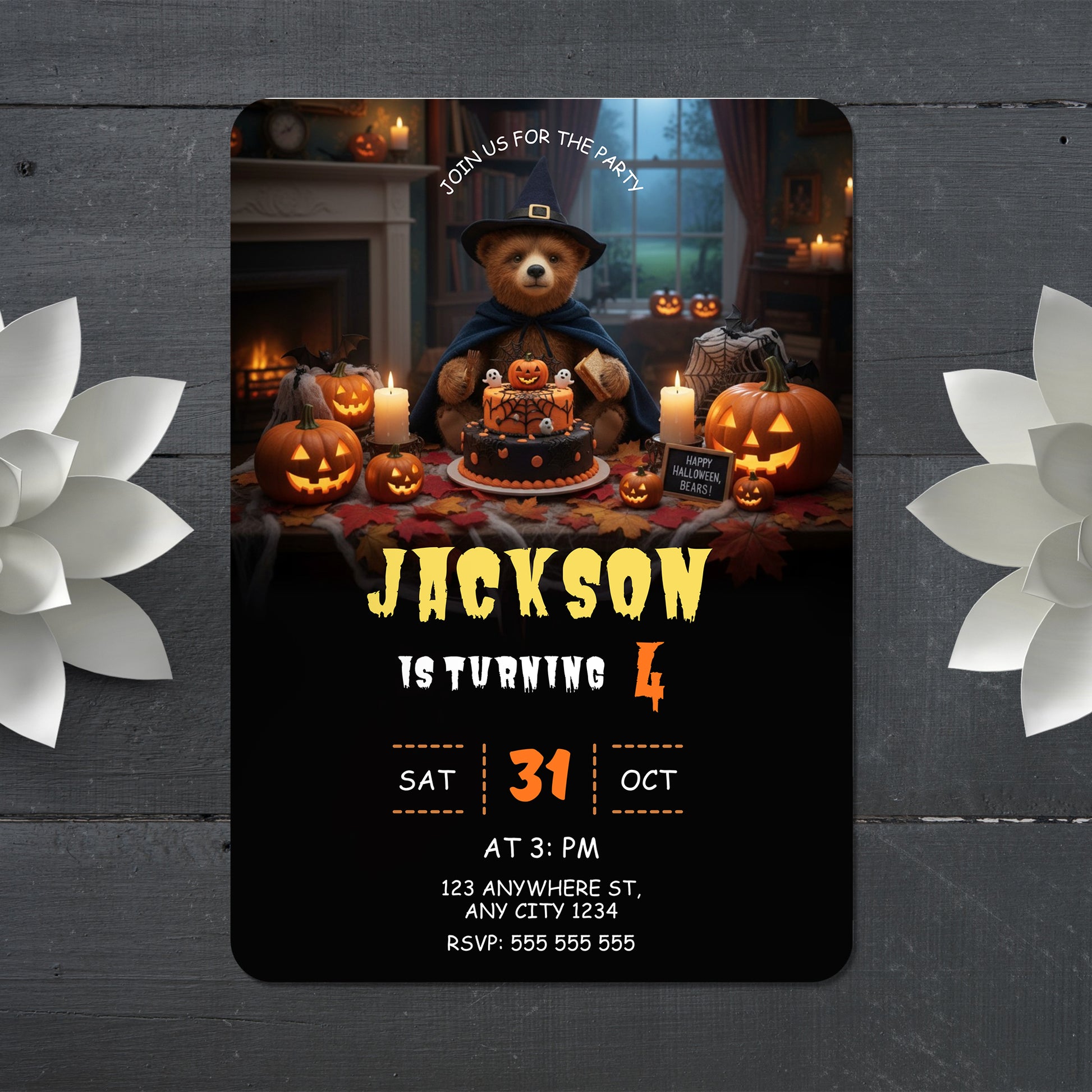 Paddington Bear Halloween Birthday Party Invitation - CreativeRino