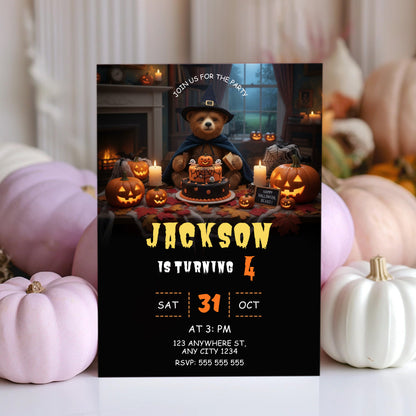 Paddington Bear Halloween Birthday Party Invitation - CreativeRino