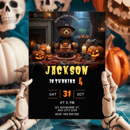Paddington Bear Halloween Birthday Party Invitation - CreativeRino