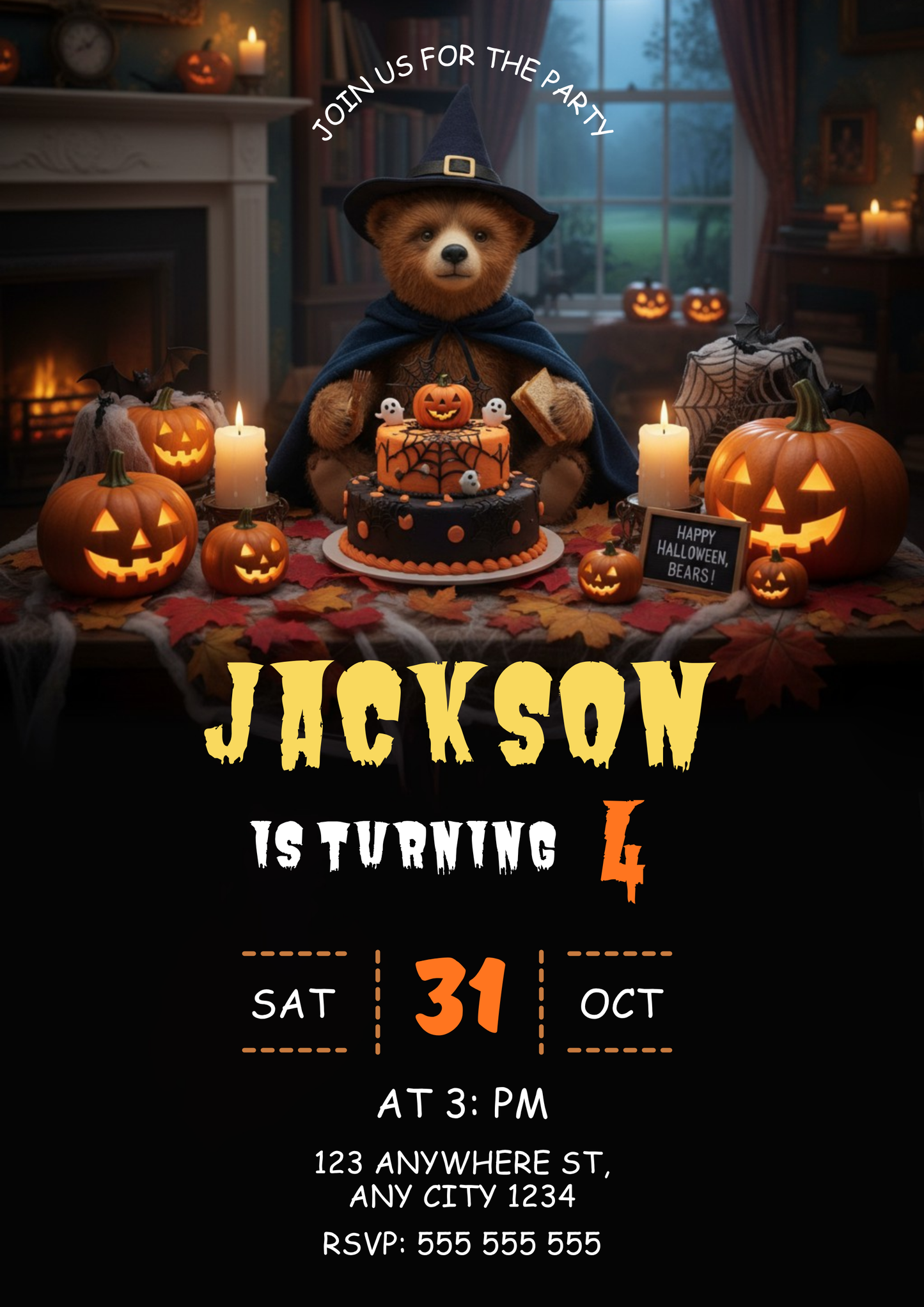 Paddington Bear Halloween Birthday Party Invitation - CreativeRino