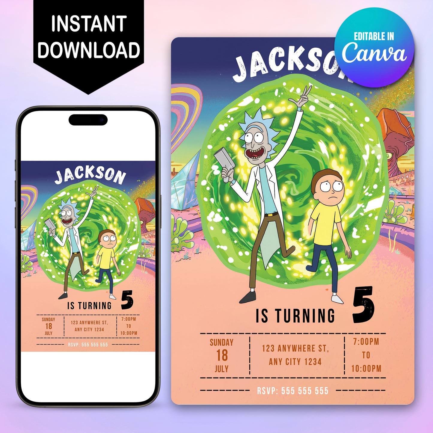 Rick and Morty Birthday Invitation - CreativeRino