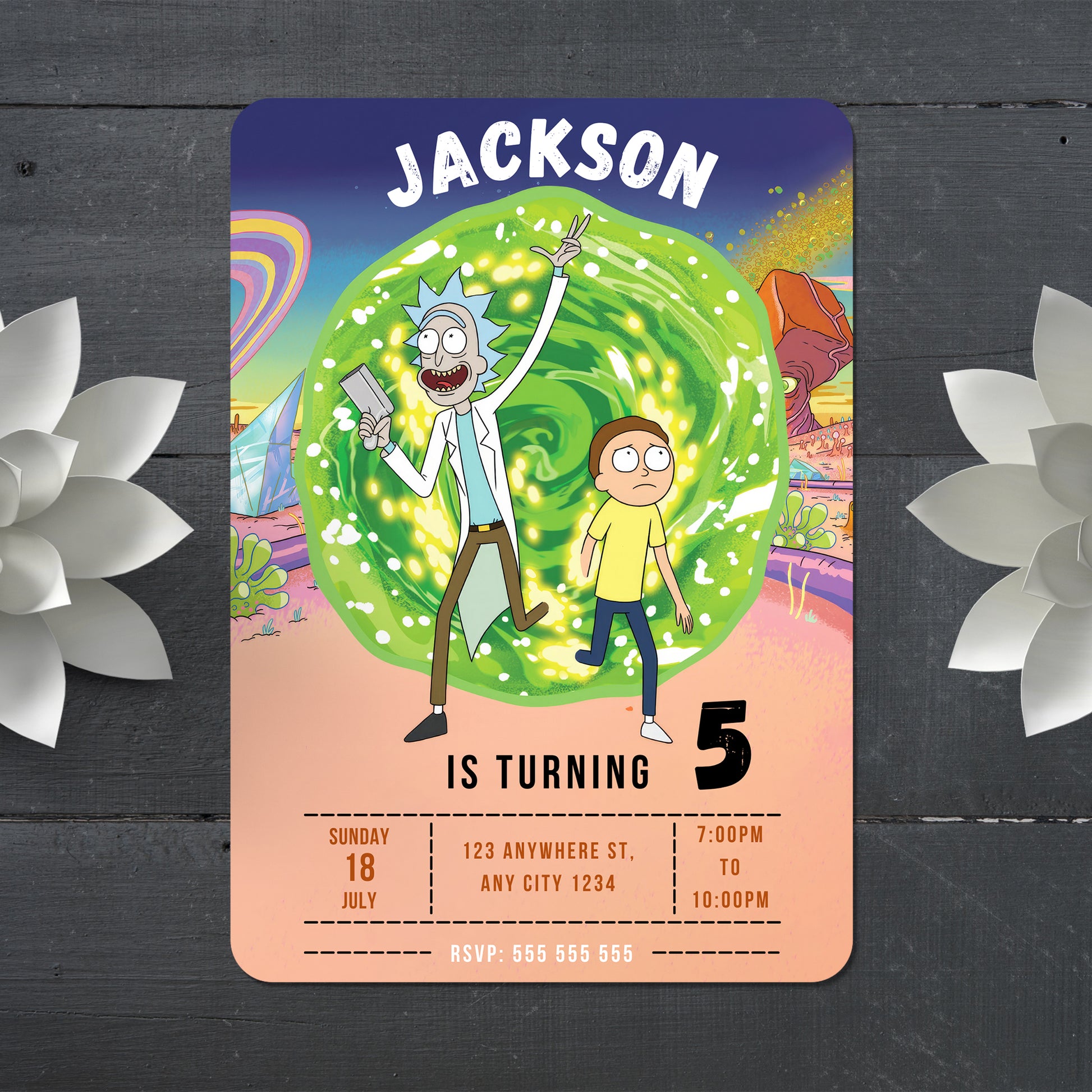 Rick and Morty Birthday Invitation - CreativeRino