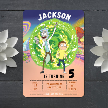 Rick and Morty Birthday Invitation - CreativeRino