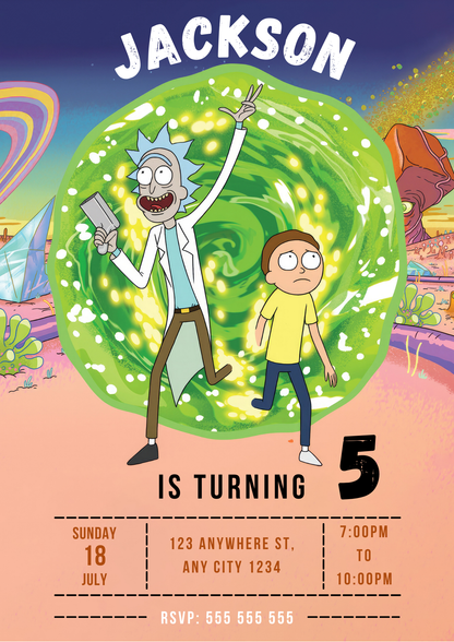 Rick and Morty Birthday Invitation - CreativeRino