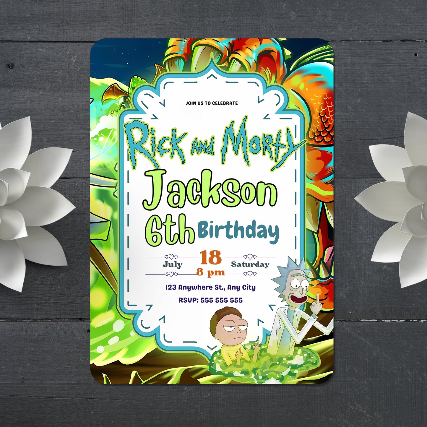 Rick and Morty Birthday Party Invitation - CreativeRino