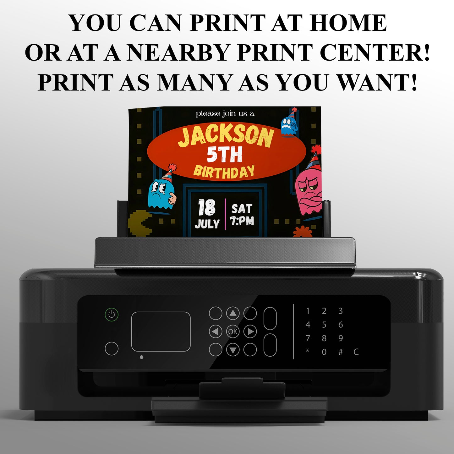 Pac Man Birthday Party Invitation - CreativeRino