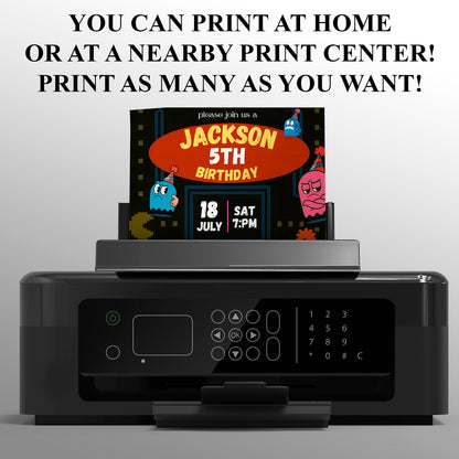 Pac Man Birthday Party Invitation - CreativeRino