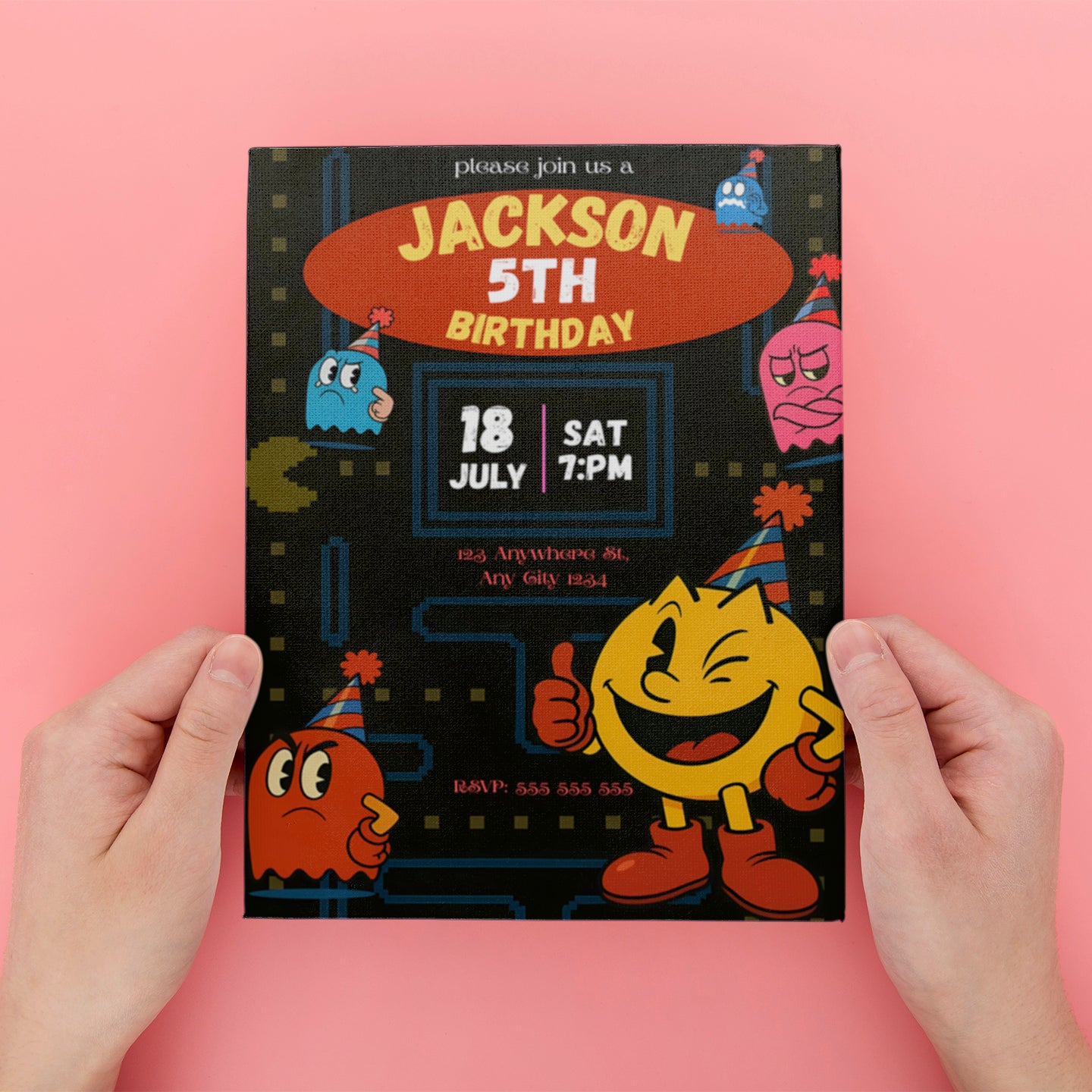 Pac Man Birthday Party Invitation - CreativeRino