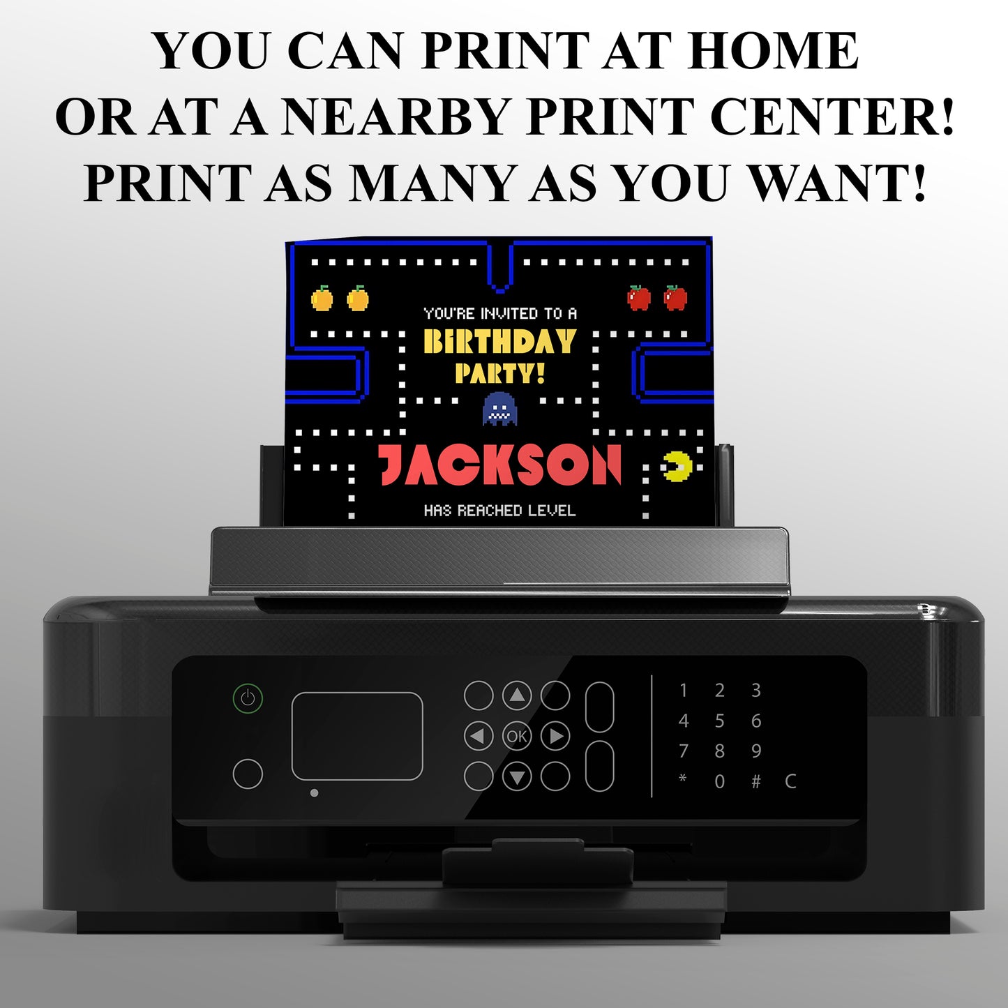 Pac Man Birthday Invitation - CreativeRino