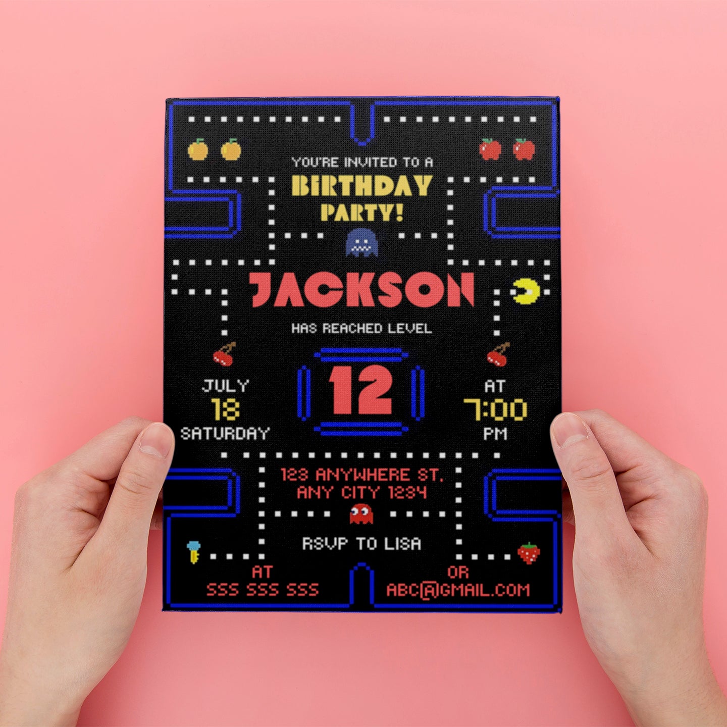 Pac Man Birthday Invitation - CreativeRino