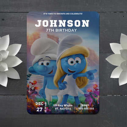 The Smurfs Birthday Invitation Template - CreativeRino