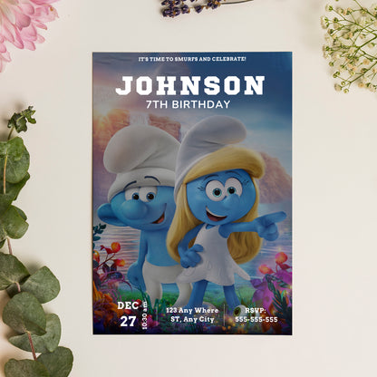 The Smurfs Birthday Invitation Template - CreativeRino