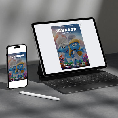 The Smurfs Birthday Invitation Template - CreativeRino