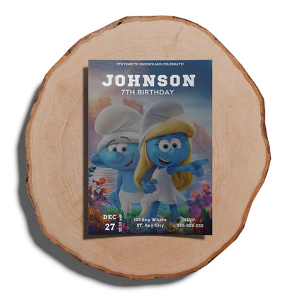 The Smurfs Birthday Invitation Template - CreativeRino