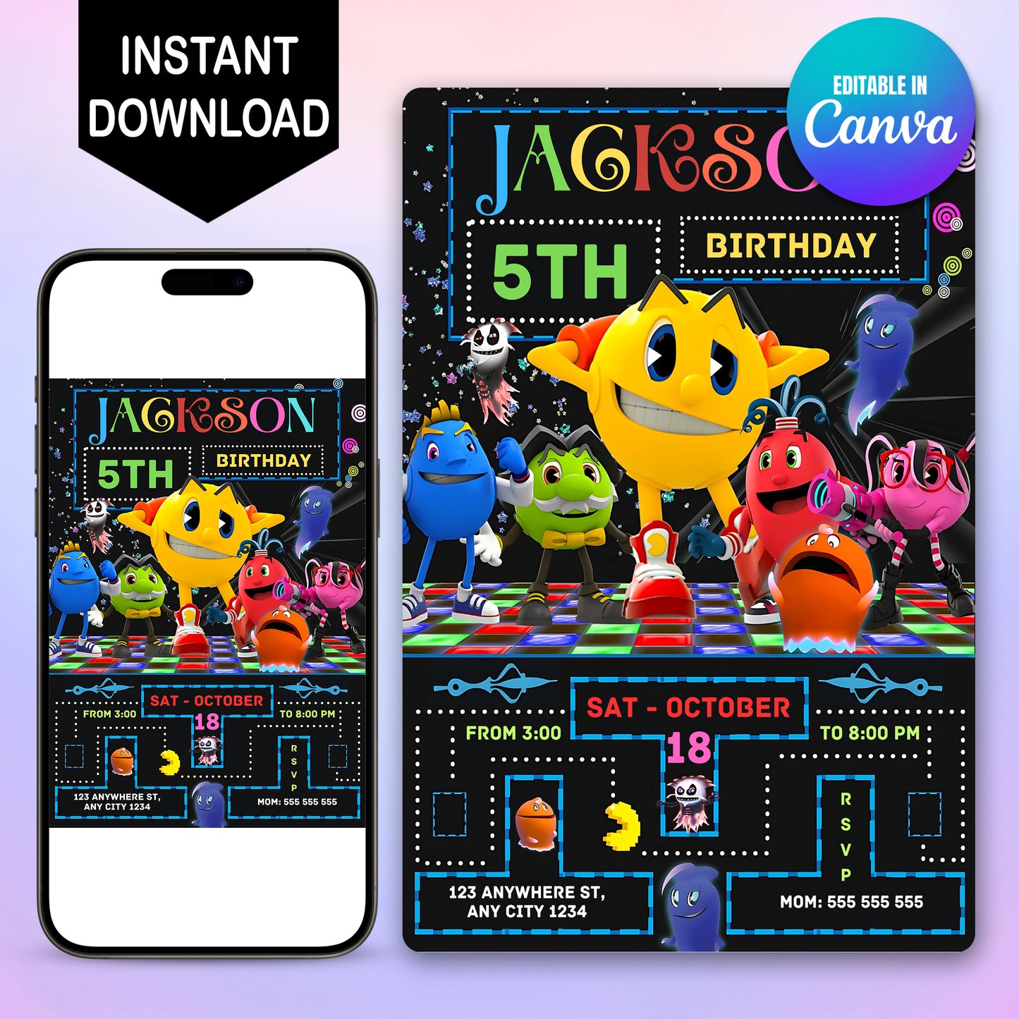 Pac Man Birthday Party Template - CreativeRino