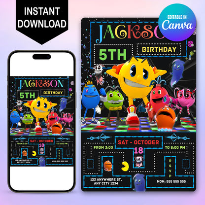 Pac Man Birthday Party Template - CreativeRino