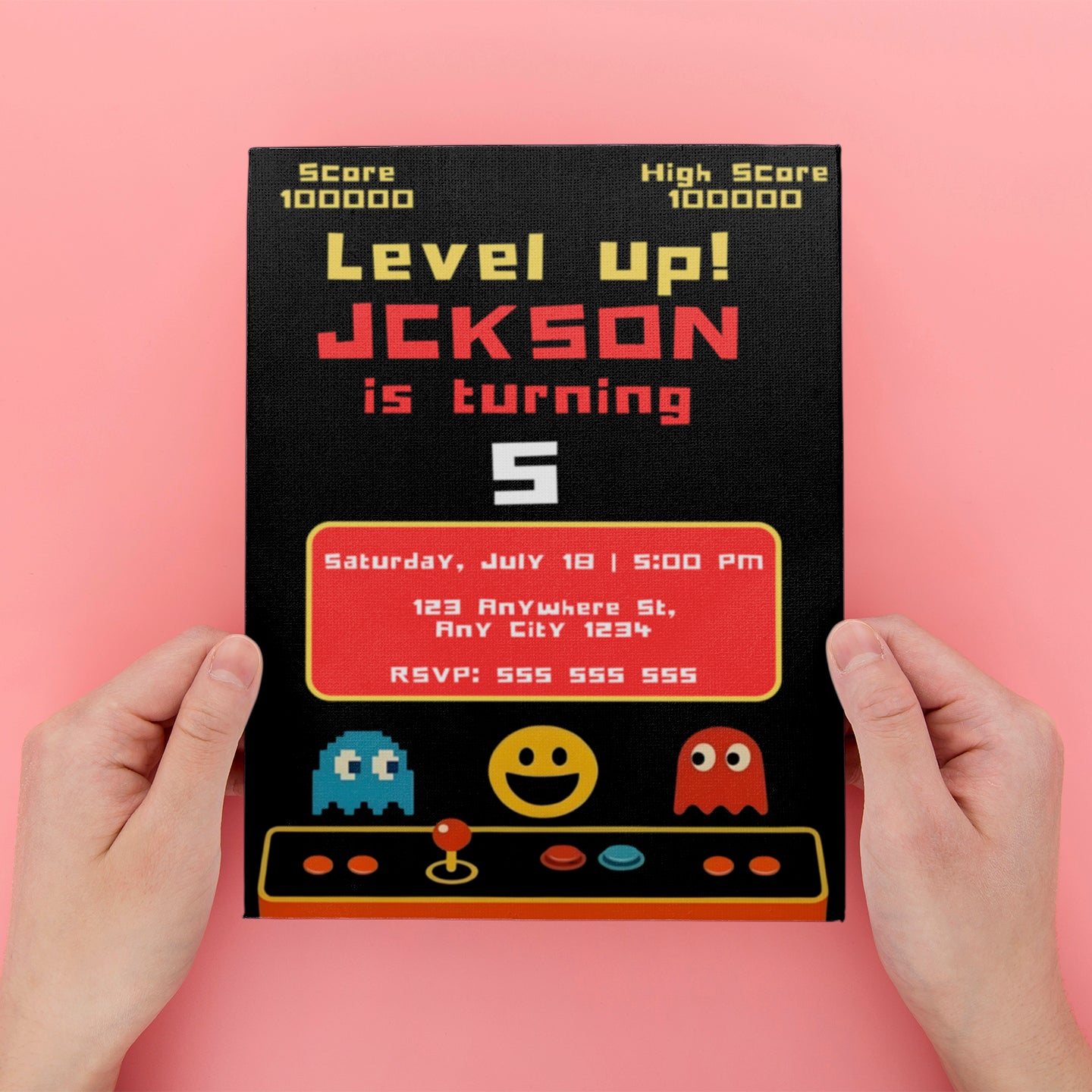 Digital Pac Man Birthday Party Invitation - CreativeRino