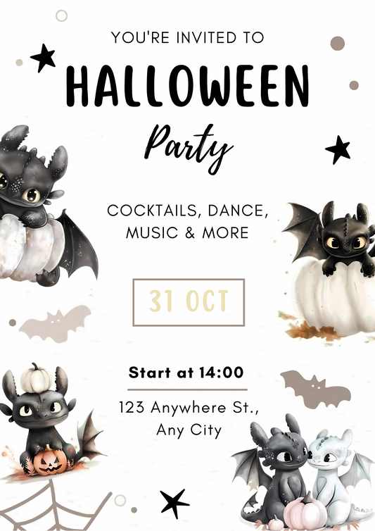 How to Train Your Dragon Halloween Party Invitation - CreativeRino