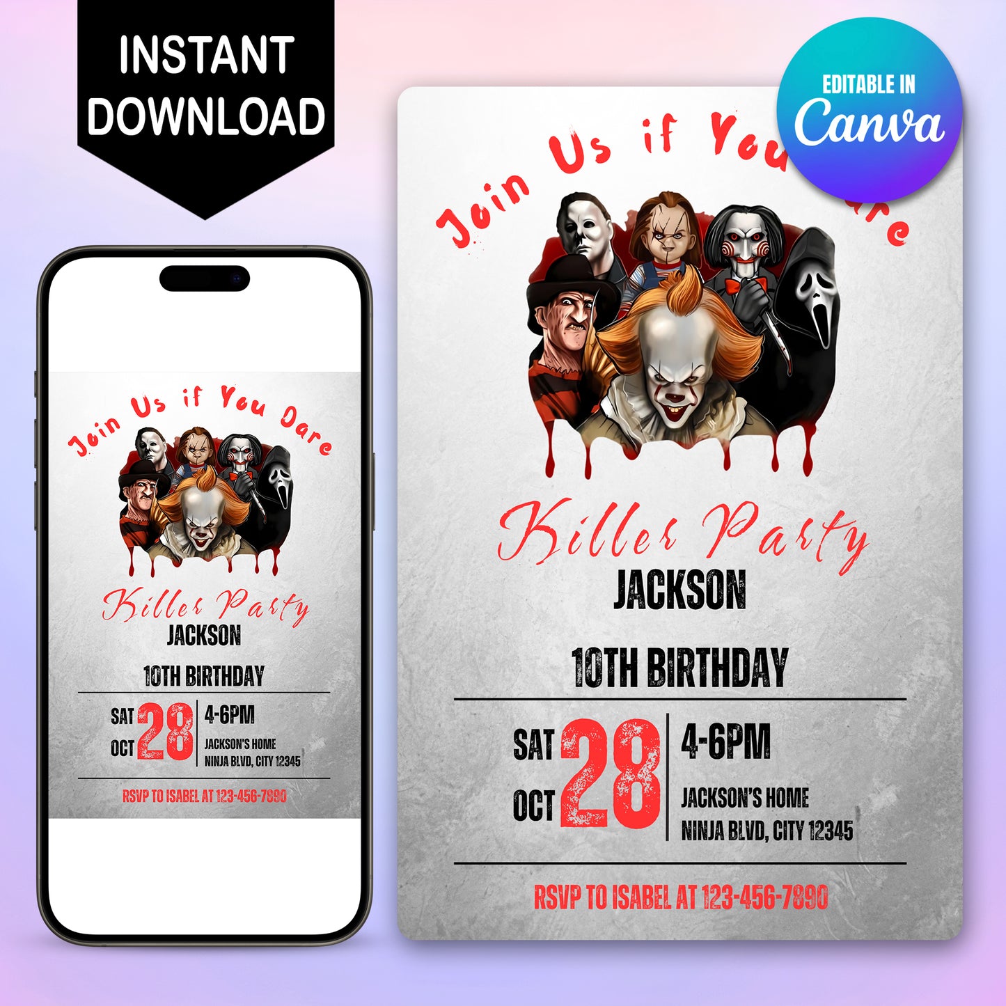 Kills Halloween Birthday Party Invitation - CreativeRino