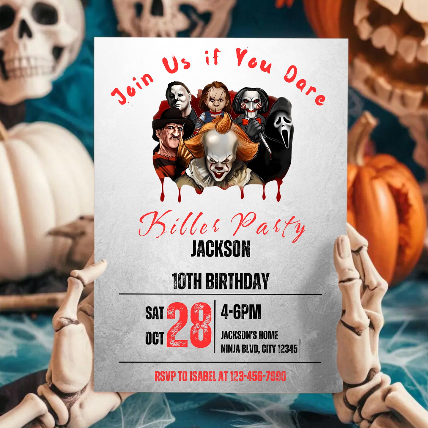 Kills Halloween Birthday Party Invitation - CreativeRino