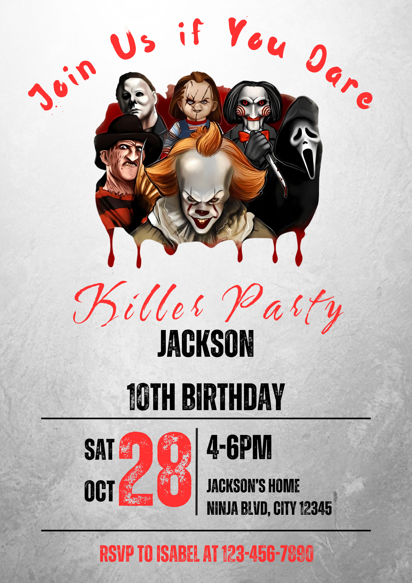 Kills Halloween Birthday Party Invitation - CreativeRino