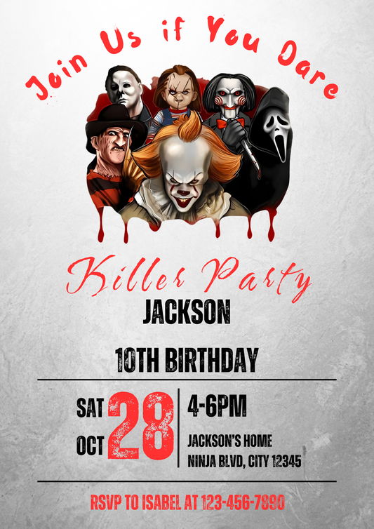 Kills Halloween Birthday Party Invitation - CreativeRino