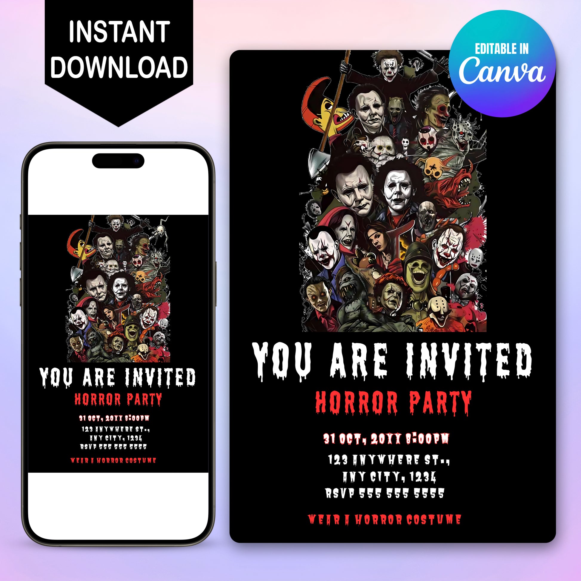 Horror Movie Friends Party Invitation - CreativeRino