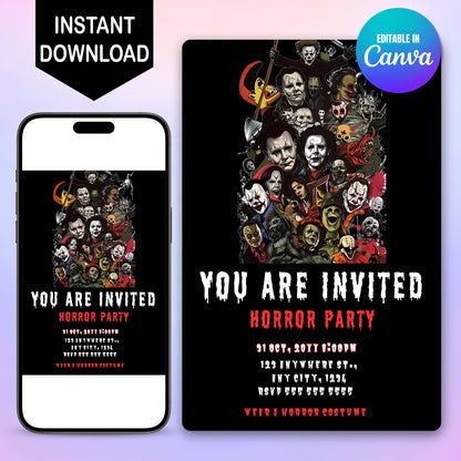 Horror Movie Friends Party Invitation - CreativeRino