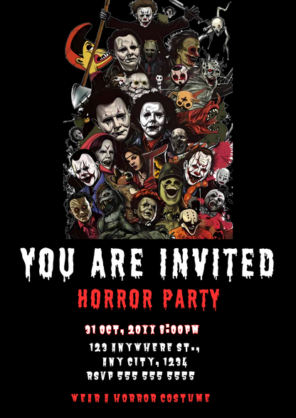Horror Movie Friends Party Invitation - CreativeRino