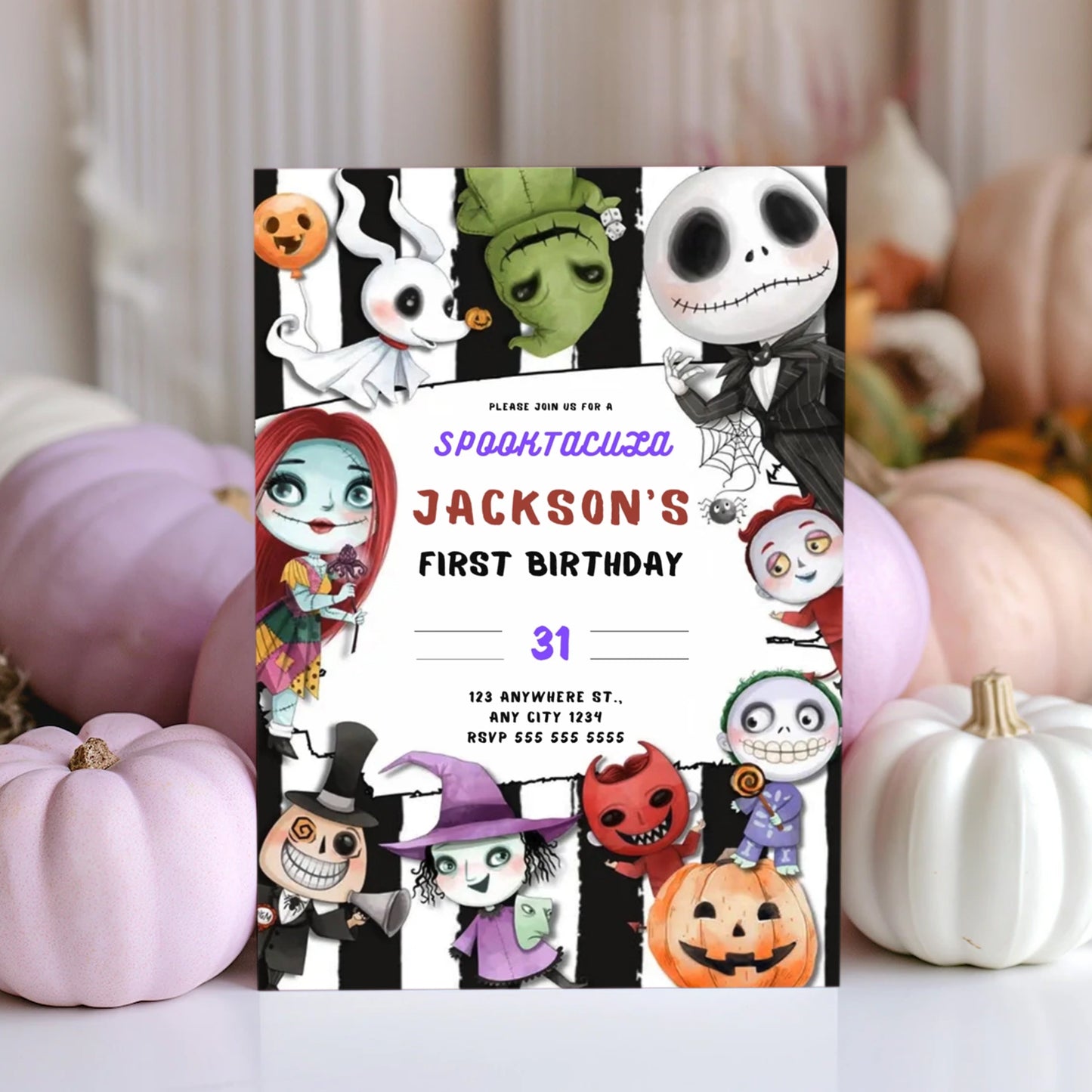Nightmare Halloween Spooky Cartoon Birthday Invitation - CreativeRino