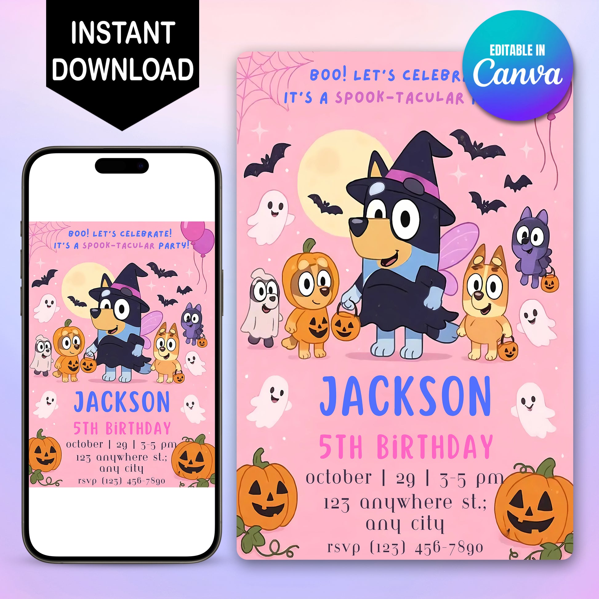 Bluey Halloween Birthday Invitation - CreativeRino