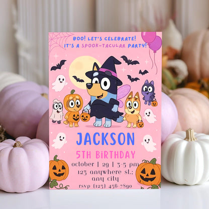 Bluey Halloween Birthday Invitation - CreativeRino