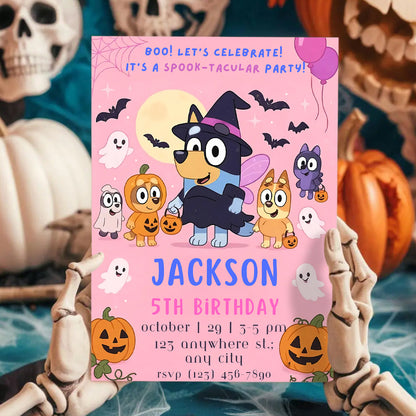Bluey Halloween Birthday Invitation - CreativeRino