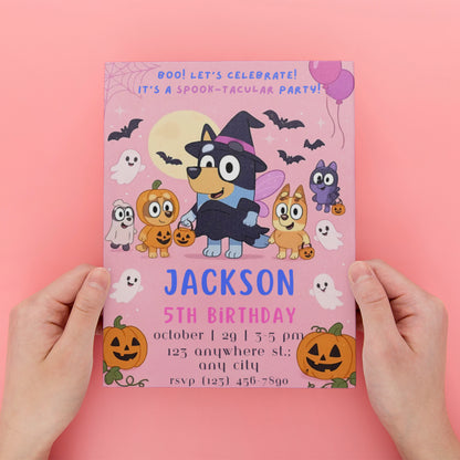 Bluey Halloween Birthday Invitation - CreativeRino