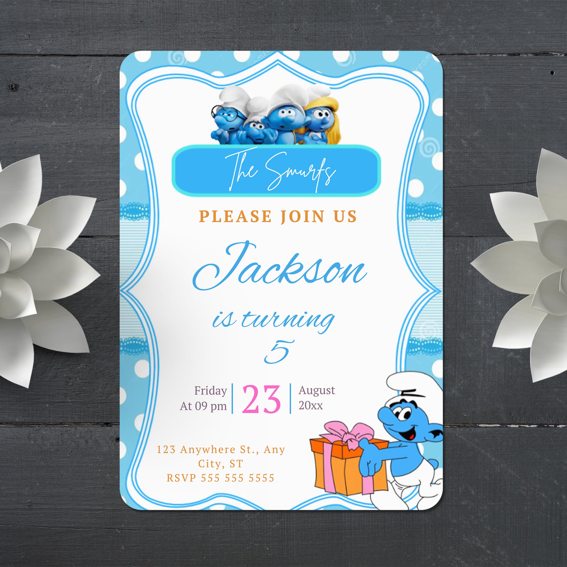 The Smurfs Birthday Invitation Template - CreativeRino
