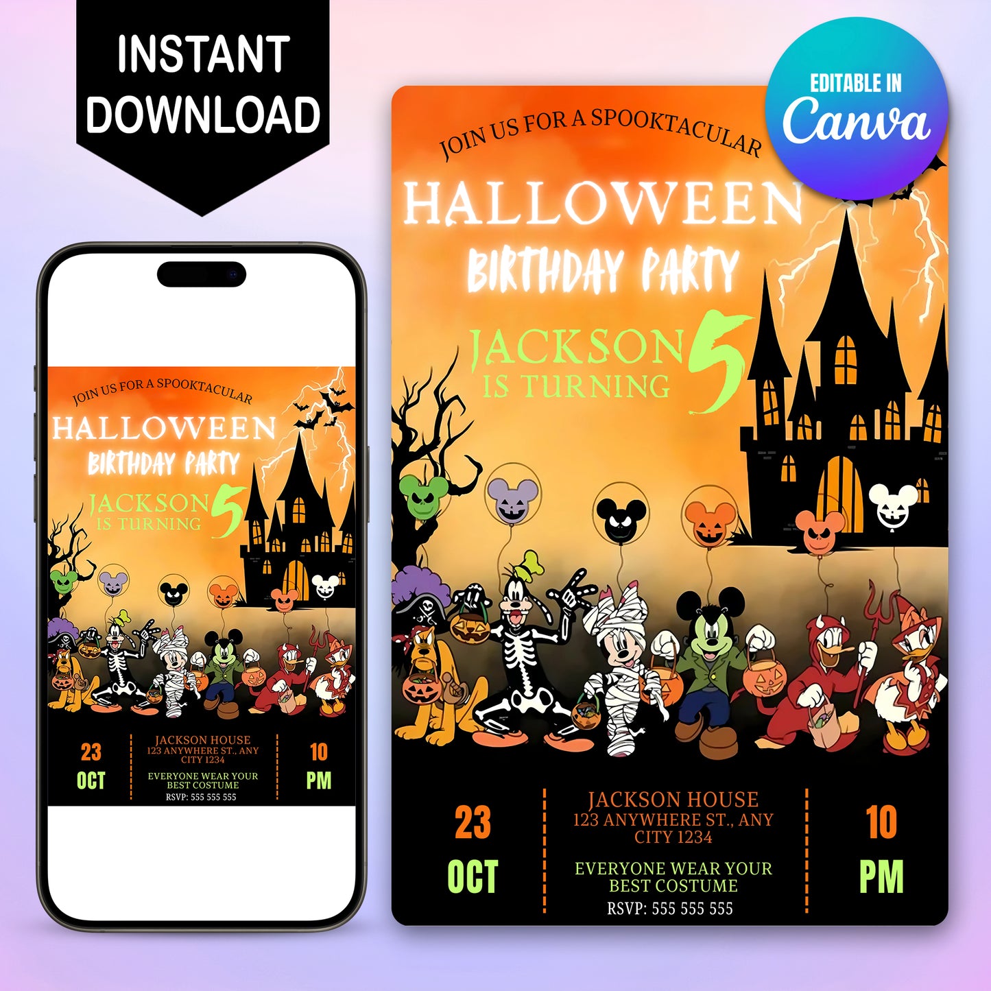 Mickey Halloween Birthday invitation - CreativeRino