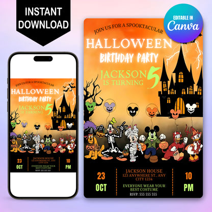 Mickey Halloween Birthday invitation - CreativeRino