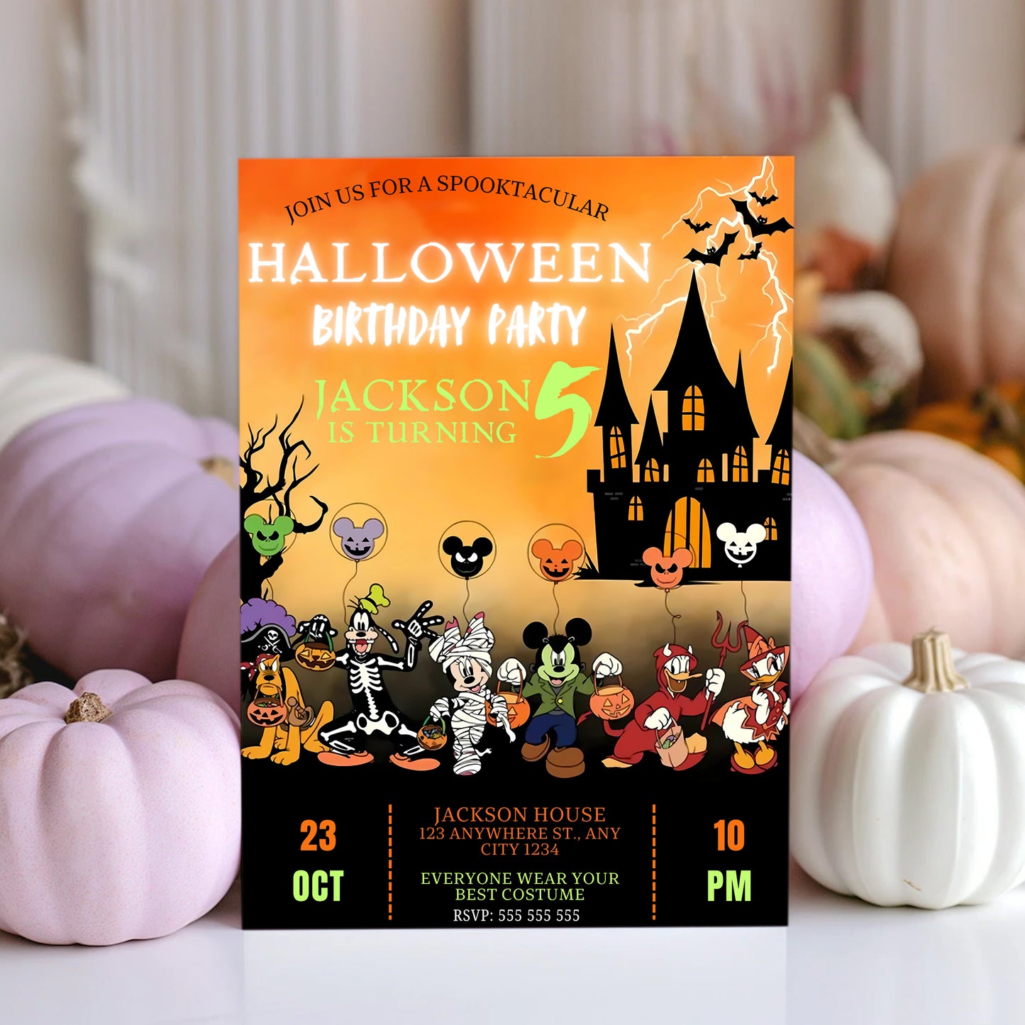 Mickey Halloween Birthday invitation - CreativeRino