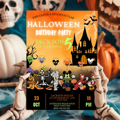 Mickey Halloween Birthday invitation - CreativeRino