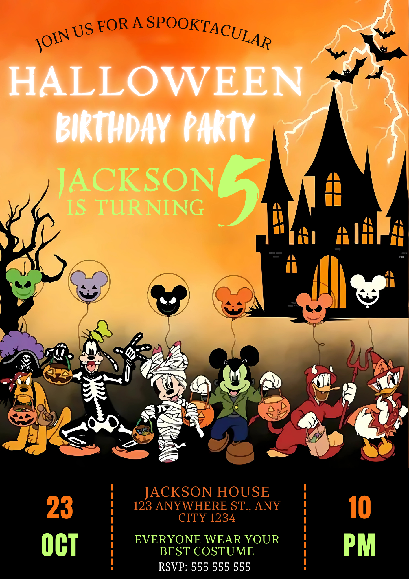 Mickey Halloween Birthday invitation - CreativeRino