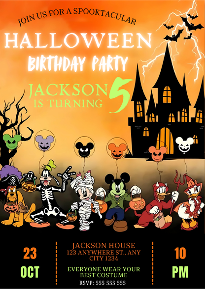 Mickey Halloween Birthday invitation - CreativeRino